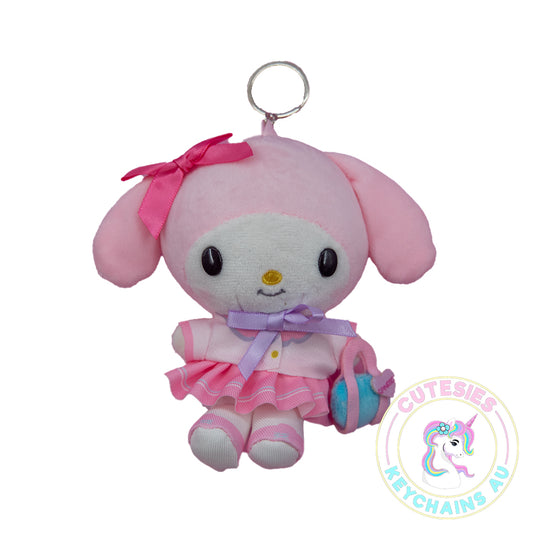 Cute Plush My Melody  Keychain - cute plush keychain, kawaii Sanrio keychain, pastel pink keyring, My Melody bag charm, kawaii gift idea, plush My Melody accessory, Sanrio merch Australia
