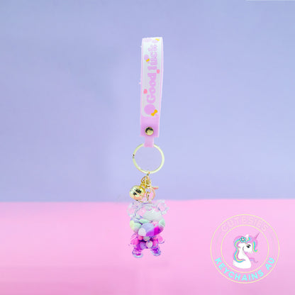 Cute Quicksand Bear Keychain (Purple) - 3d acrylic Keychain, Oil drip keychain, liquid keychain, Floating quicksand Keychain