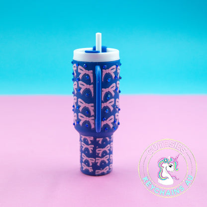Mini tumbler Lip Balm Holder Keychain (Blue Belle) - Deluxe Edition