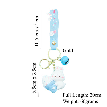 Cute Blue Easter Bunny Keychain - 3d Keychain, Key Chain for Women, Key Chain for kids, Gifts for girl keychain, kawaii