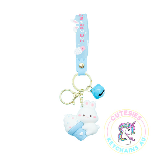 Cute Blue Easter Bunny Keychain - 3d Keychain, Key Chain for Women, Key Chain for kids, Gifts for girl keychain, kawaii keychain, cute keychain Australia