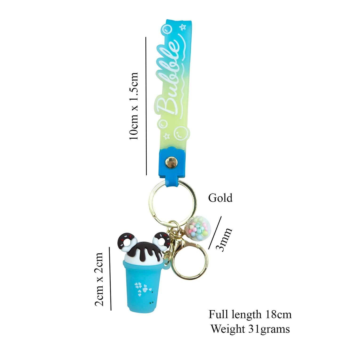 Cute blue boba keychain with matching pendants