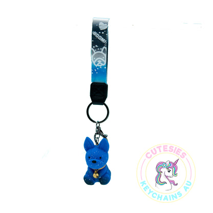 Cute Galaxy Dog Keychain (Blue) - 3d Keychain, keychain for men, Key Chain for kids,  Gifts for girl keychain, kawaii keychain,