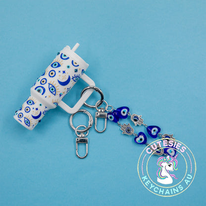 Mini tumbler Lip Balm Holder Keychain (Evil Eye) - Special Edition