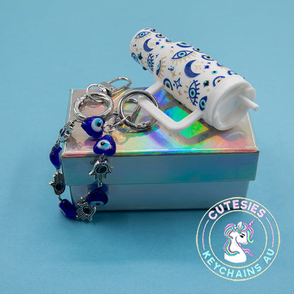 Mini tumbler Lip Balm Holder Keychain (Evil Eye) - Special Edition