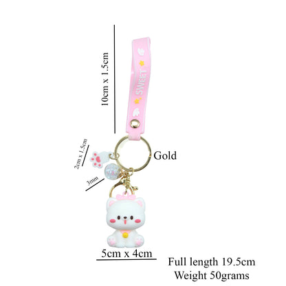 Cute Pink Cat Keychain, 3d Keyring,  Keychain Pattern Svg, Key Chain for Women, Key Chain for kids,  Gifts for girl keychain,