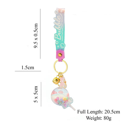 Cute Quicksand Lollipop Keychain (Clear) - 3d acrylic Keychain, Oil drip keychain, liquid keychain, Floating quicksand Keychain