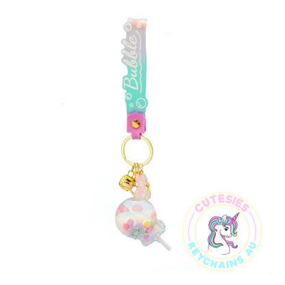 Cute Quicksand Lollipop Keychain (Clear) - 3d acrylic Keychain, Oil drip keychain, liquid keychain, Floating quicksand Keychain