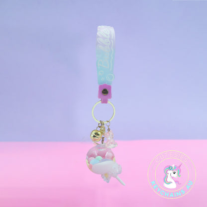 Cute Quicksand Lollipop Keychain (Clear) - 3d acrylic Keychain, Oil drip keychain, liquid keychain, Floating quicksand Keychain