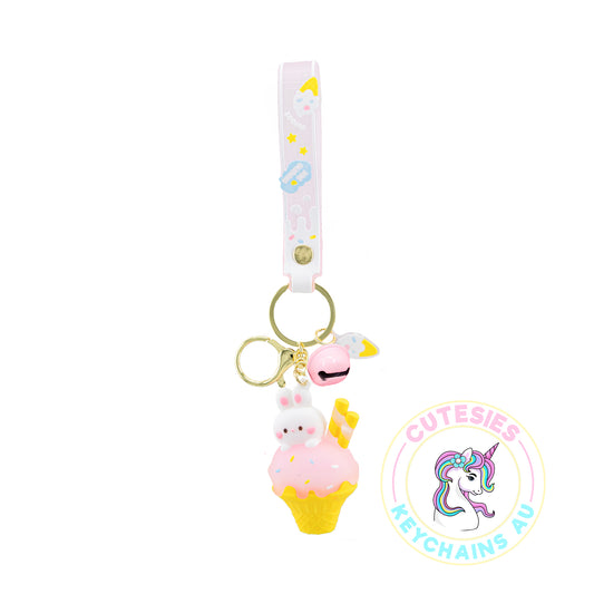 Cute Pink Easter Bunny Keychain - 3d Keychain, Key Chain for Women, Key Chain for kids, Gifts for girl keychain, kawaii keychain, cute keychain Australia