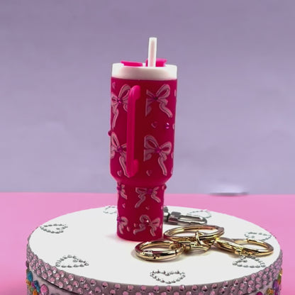 Mini tumbler Lip Balm Holder Keychain (Fuchsia Dreams) - Standard Edition